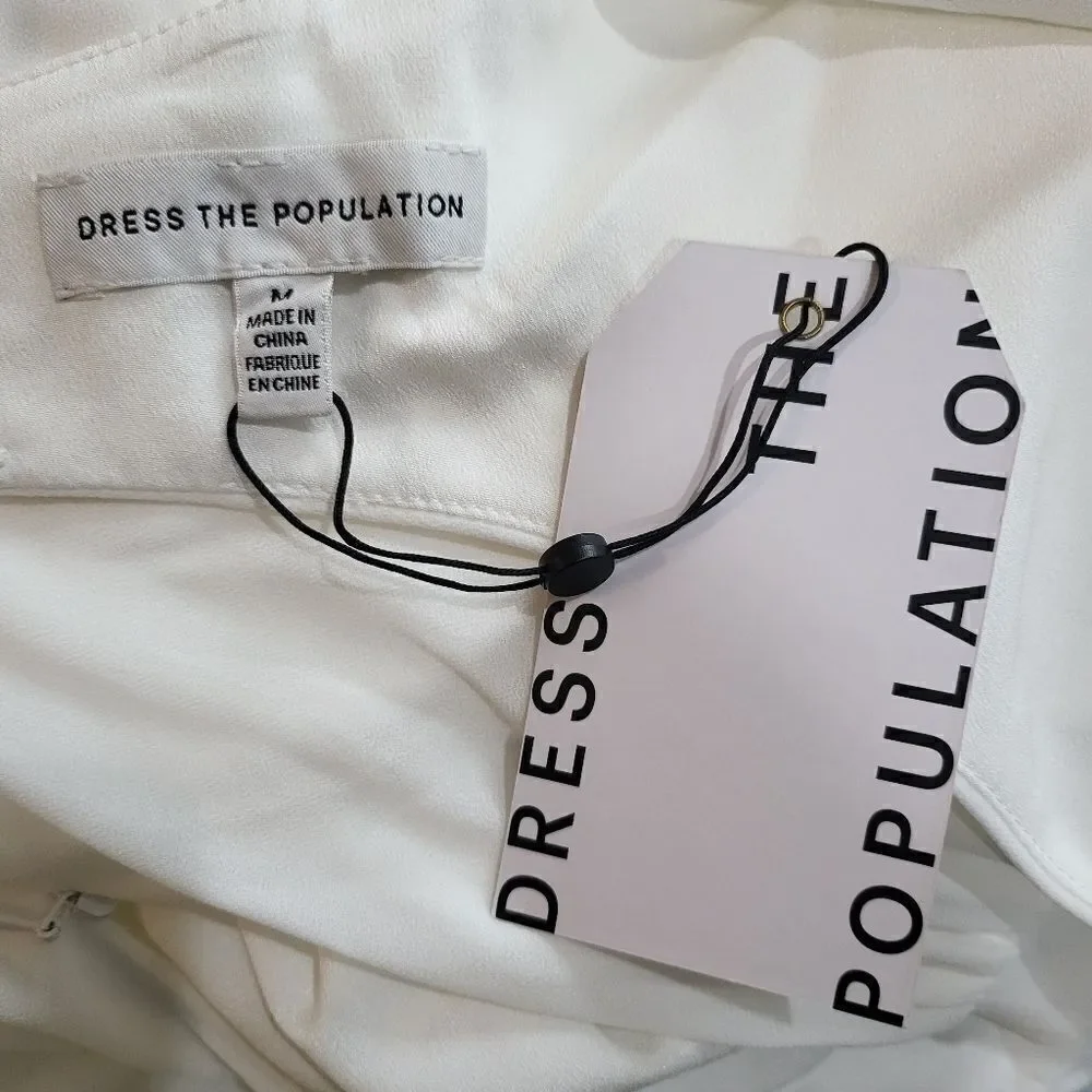 DRESS THE POPULATION Paola Back Cutout Mini Dress NWT size medium white